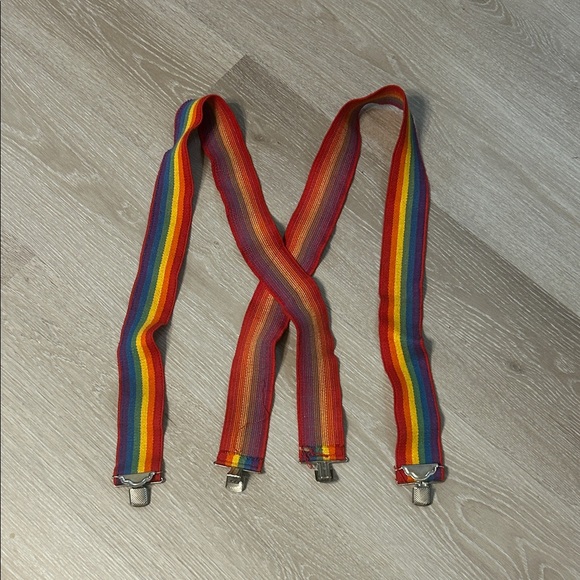 Other - Rainbow Striped Elastic Wide Band Suspenders